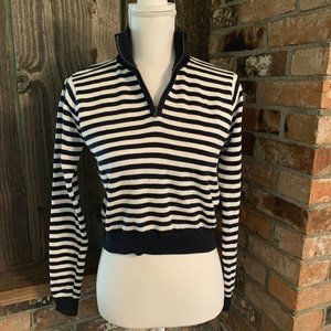 Cropped sweater Striped 1/4 Zip turtleneck NEW